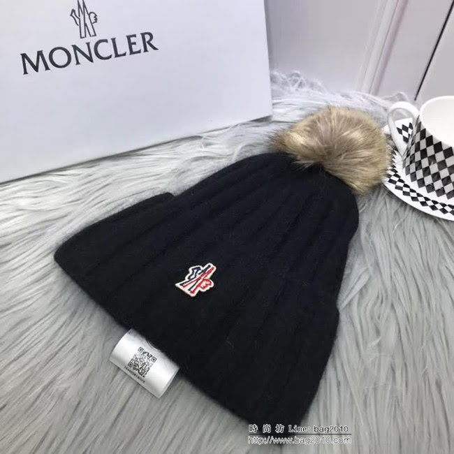 MONCIER蒙口 專櫃新品 原版高端狐狸毛球羊毛+兔絨 時尚百搭針織帽 LLWJ7894